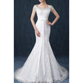 Women Off Shoulder Long Tail Wedding Dress