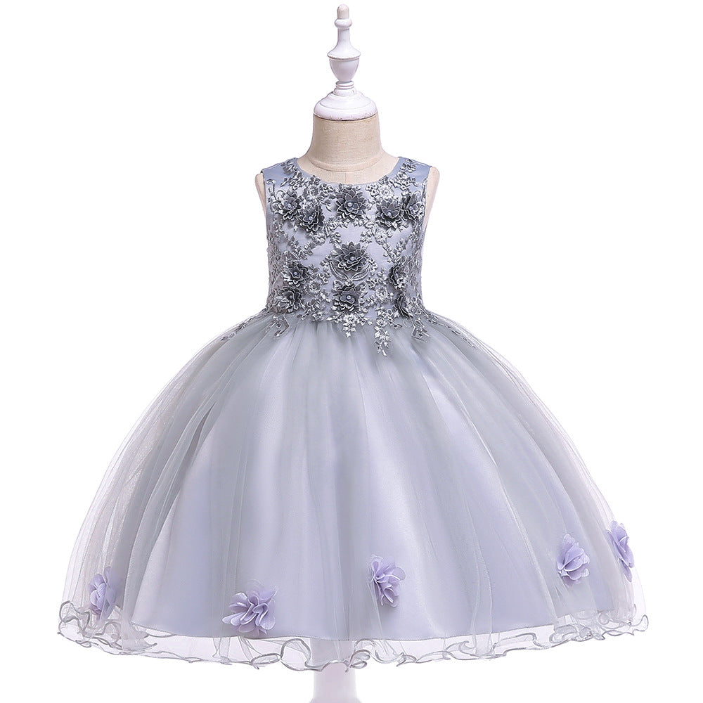 Kids Girls Flower Pettiskirt Ball Gown Fancy Dress (C4745)