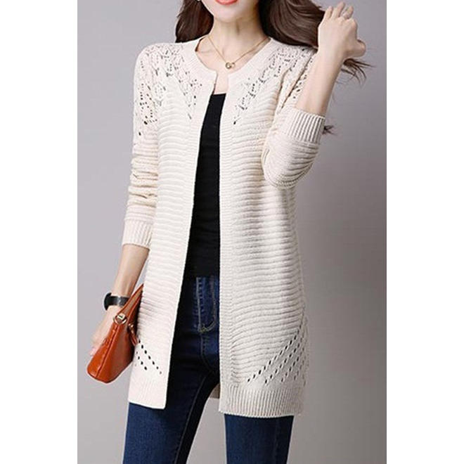 Women Slim Long Sleeve Solid Cardigan