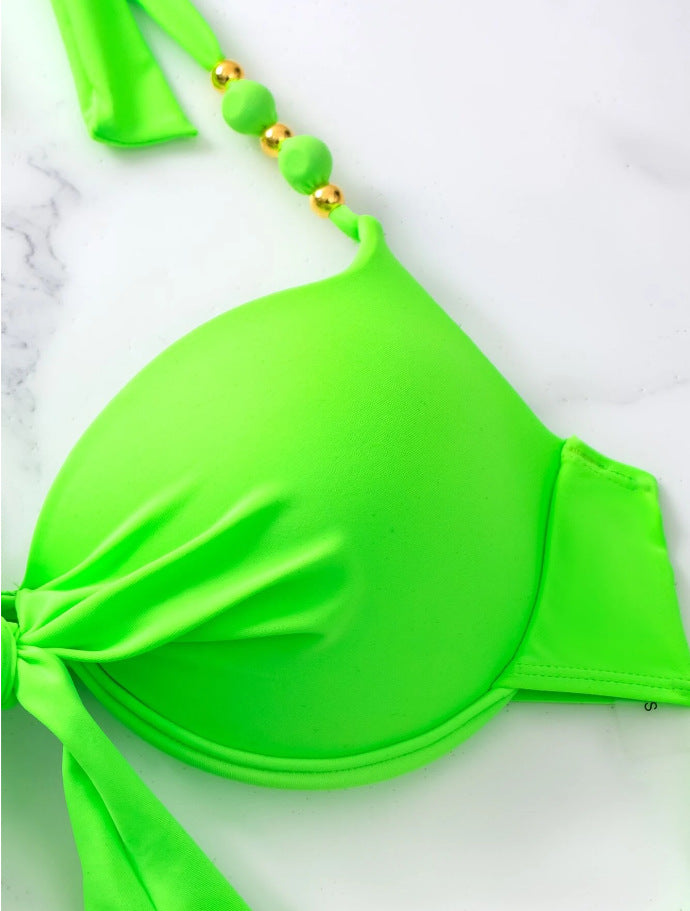 New Style Push-Up Big Bust Tie-Up Bikini - Ethnic Retro Two-Piece Swimsuit