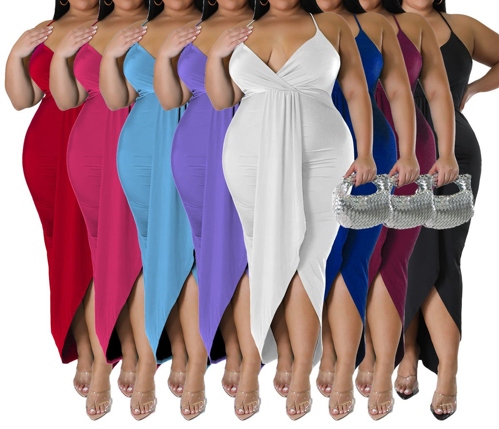 Women's Sleeveless V-Neck Stretch Dress with Adjustable Spaghetti Straps – Bodycon Fit, Casual or Evening Wear