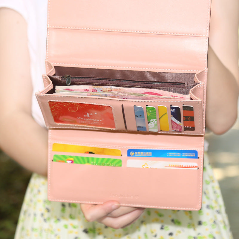 Women’s Retro Tri-Fold Leather Wallet – Large Capacity Long Wallet with Coin Purse & Multi-Card Slots