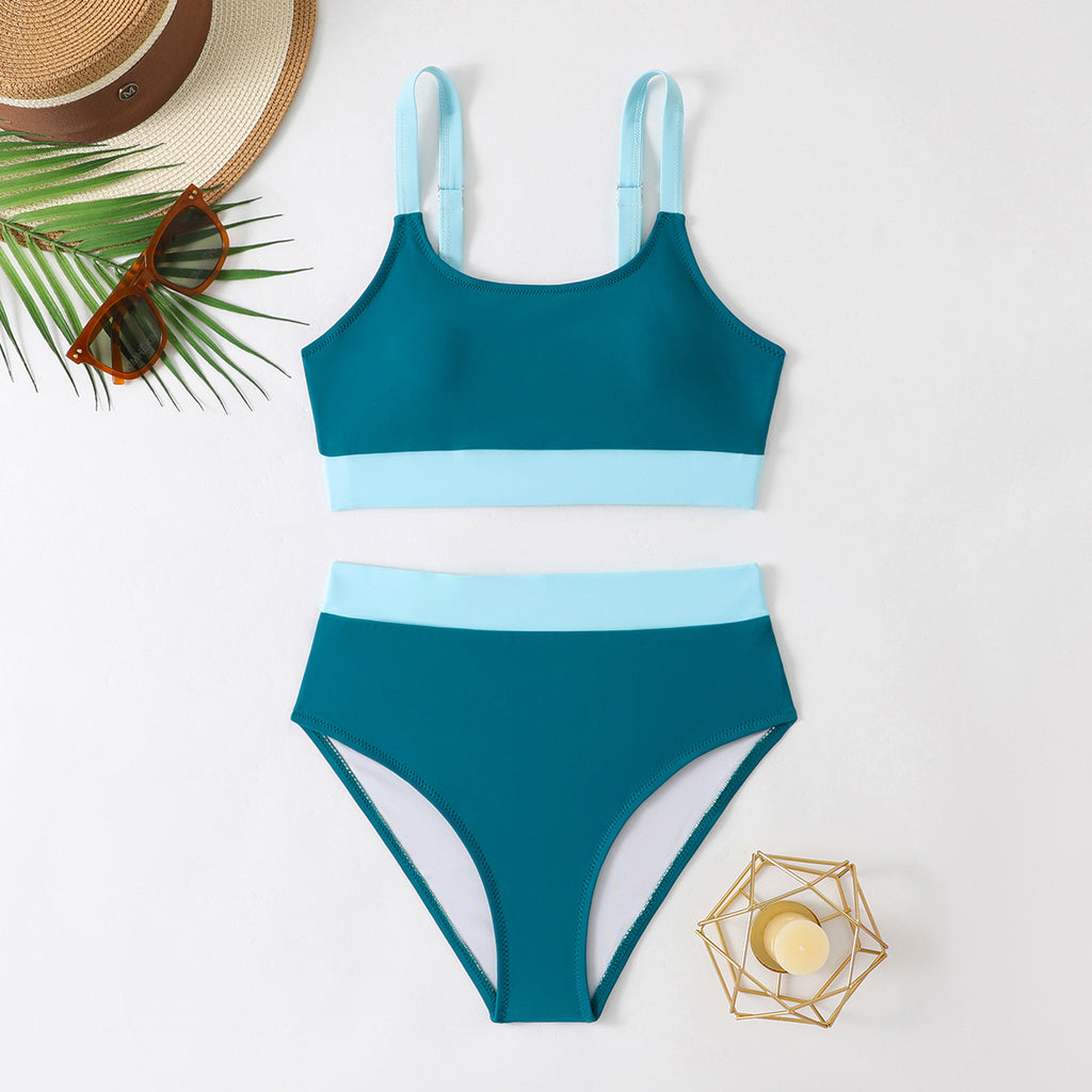 Women's Slim-Fit High-Waist Triangle Swimsuit - Tummy Control, Full Coverage