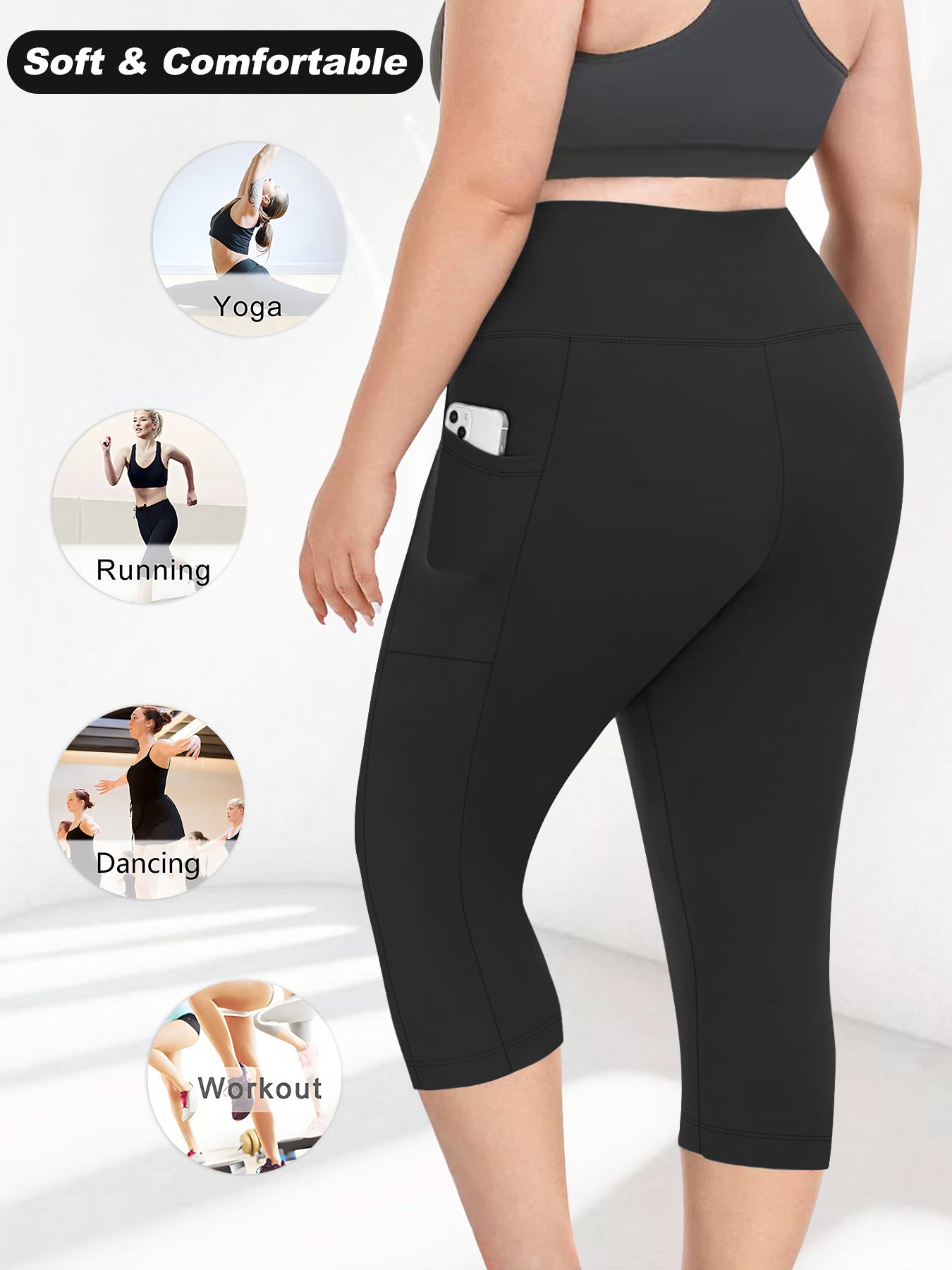 Plus Size 7/8 High-Waisted Milk Silk Yoga Pants – Soft Stretch Sports Leggings