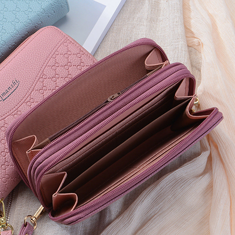 Multi-Card Slot Zipper Wallet for Women – Stylish Mobile Phone Holder Clutch