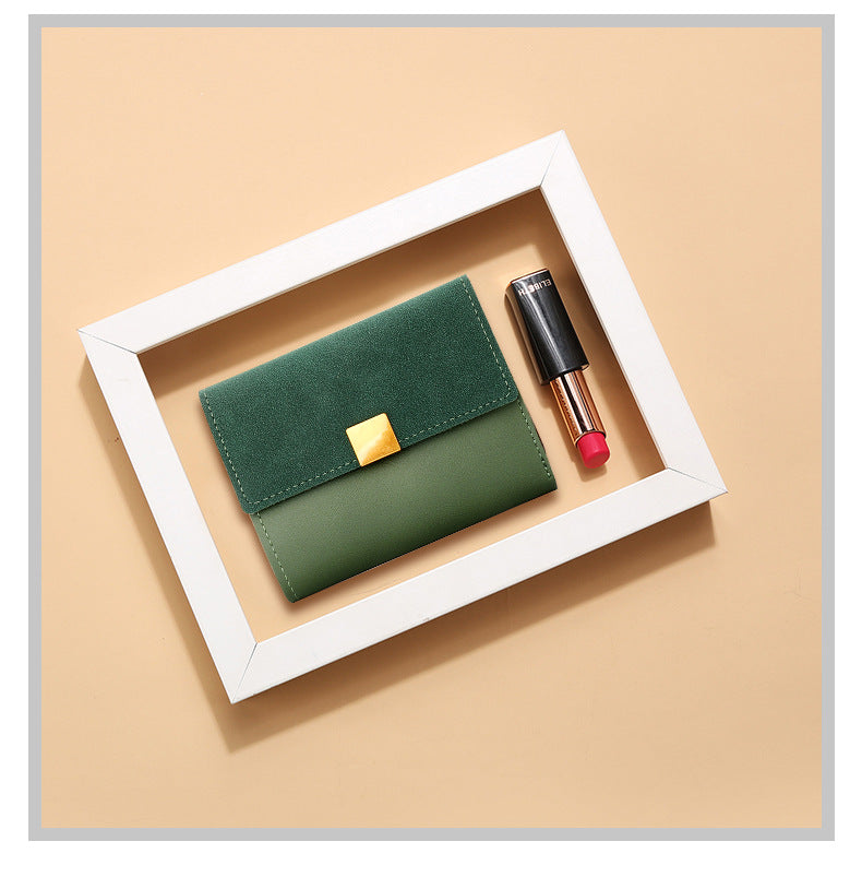 2026 New Ins Short Wallet – Frosted Splicing Retro Versatile Coin & Card Holder