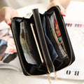 Double Zipper Women’s Long Wallet – Large Capacity Patent Leather Clutch with Coin & Phone Storage