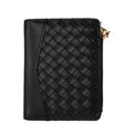Women's Short Coin Purse with Multiple Card Slots, Coin Clip Wallet, Fashionable Woven ID Bag, Patchwork Design