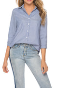 Women Collar Neck Fantastic Long Sleeve Easy Button Closure Casual Soft Shirt