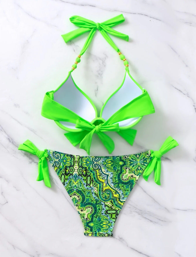 New Style Push-Up Big Bust Tie-Up Bikini - Ethnic Retro Two-Piece Swimsuit