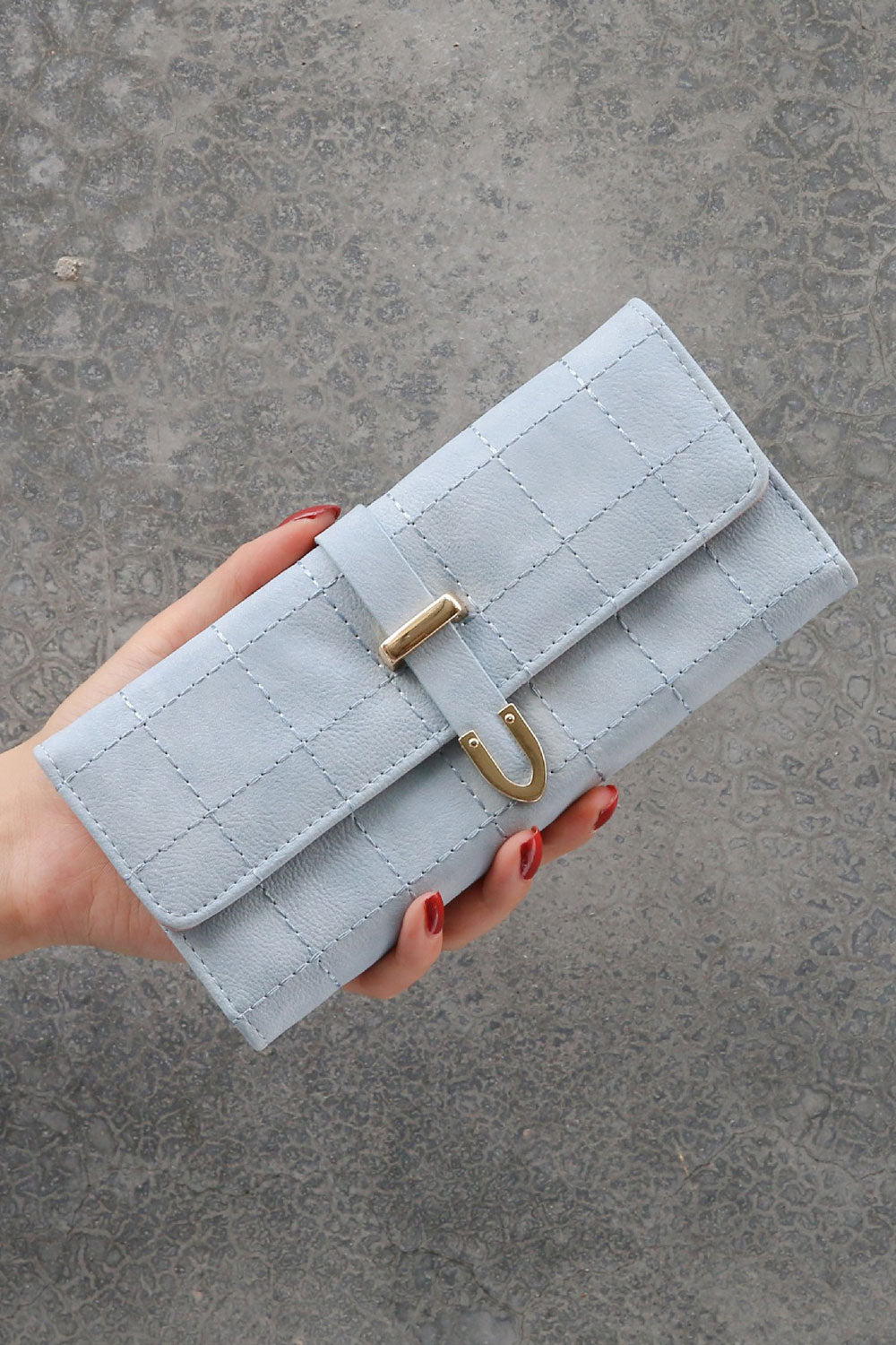 Women Beautifully Design Zipper & Snap Button Closure Solid Color Three Folds Mulit-Functional Fashion Wallet