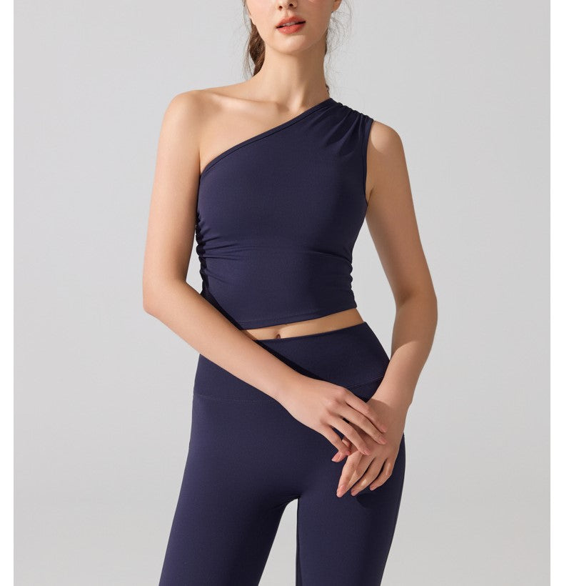 Off-Shoulder Performance Sports Bra | Asymmetrical Design for Running, Yoga, Dance & Fitness