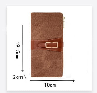 Women's PU Leather Long Wallet – Bi-Fold, Multi-Card Slots, Simple Solid Color