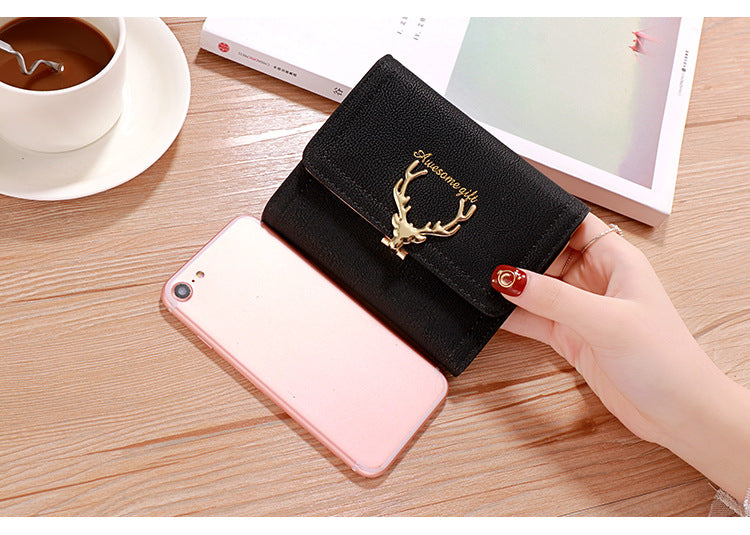 New Short Wallet for Women – Cute Foldable Student Coin Purse & Card Holder