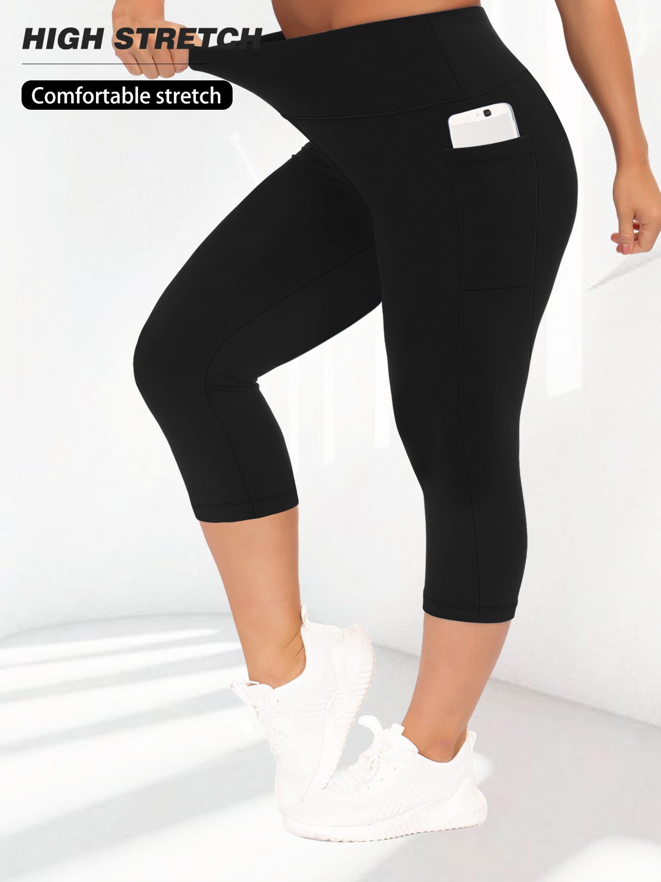 Plus Size 7/8 High-Waisted Milk Silk Yoga Pants – Soft Stretch Sports Leggings