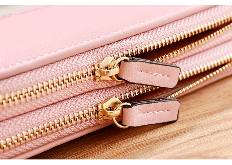 New Women's Double Zipper Wallet – Long, Large Capacity, Trendy Double-Layer Clutch Bag