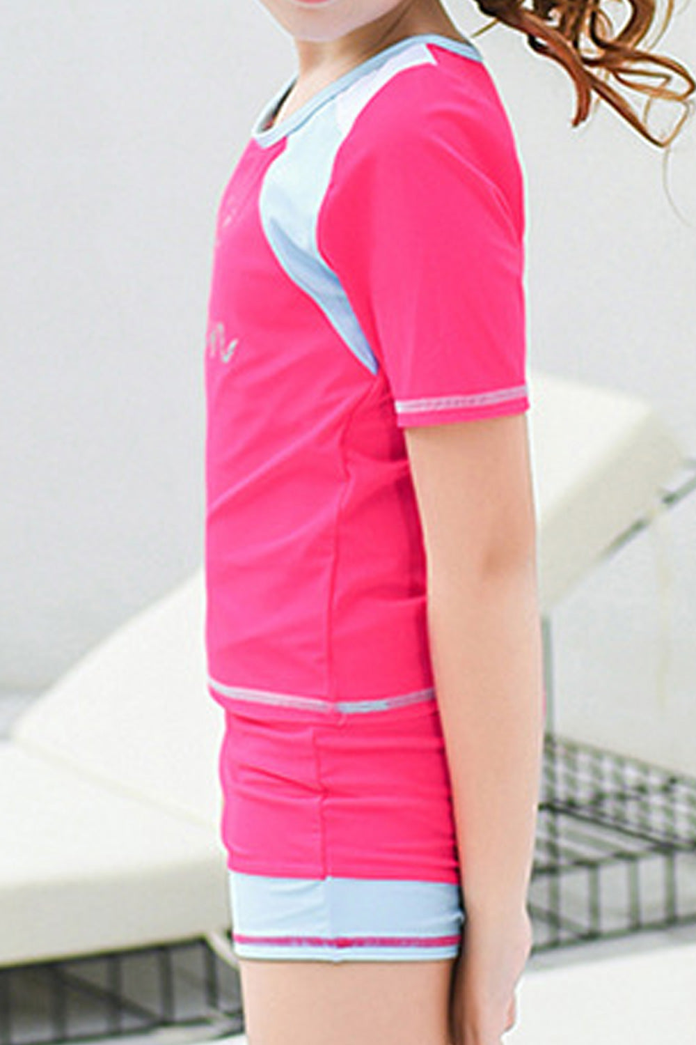 Kids Girls Slim Fit Short Sleeve Letter Printed Swimsuit