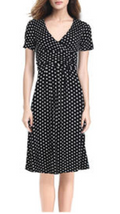 Polka Dot V-Neck Above Knee Slim Dress