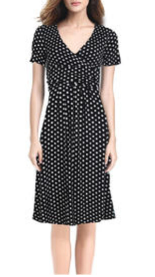 Polka Dot V-Neck Above Knee Slim Dress