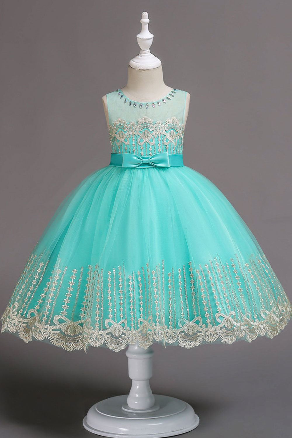 Kids Girls Round Neck Sleeveless Fancy Dress