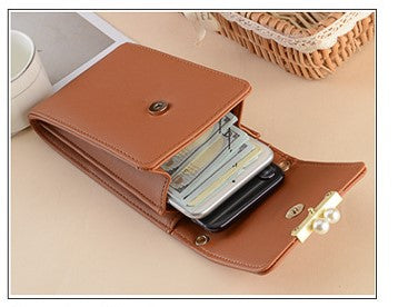 Spring & Summer Women’s Crossbody Mobile Phone Bag – Neck Hanging Pearl Mini Shoulder Purse