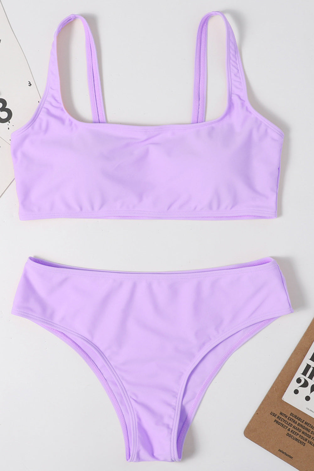 Women Soft Stretchable Solid Colored Square Neck Pretty Swimwear