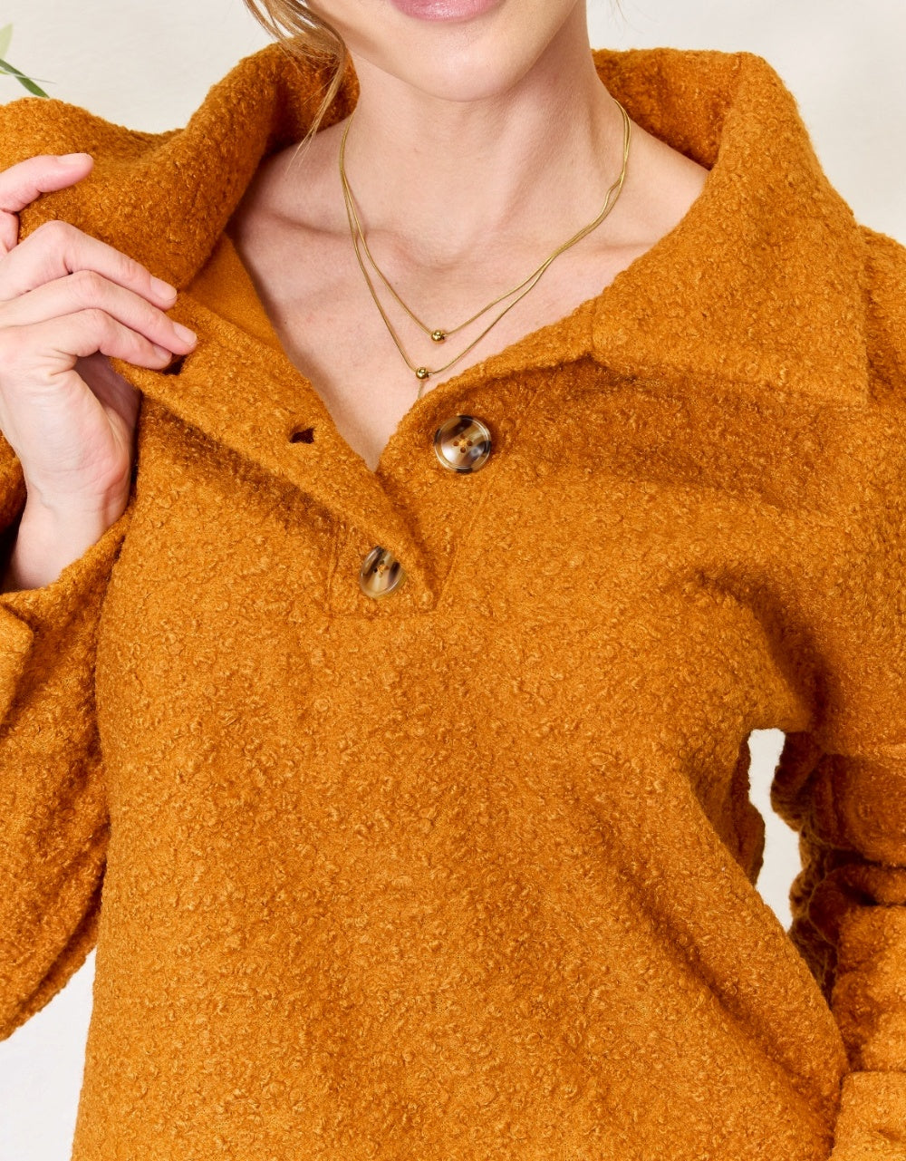 Women's Culture Code Full Size Half Button Turtleneck Sweatshirt
