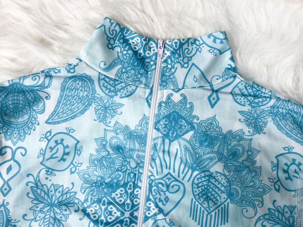 Women's High Collar Long Sleeve Triangle Sports Swimsuit