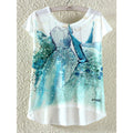 Women Comfortable Loose Shape Irregular T-Shirt