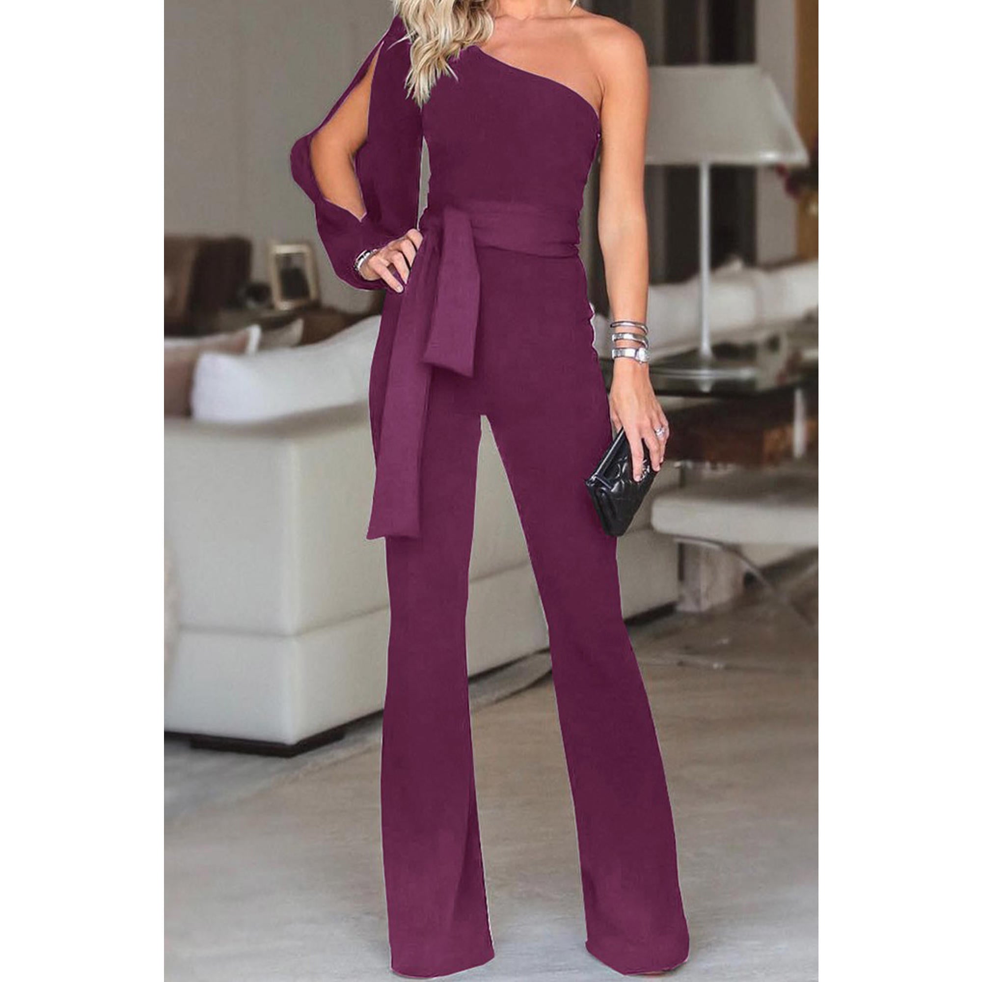 Women One Shoulder Loose Fit Fashion Jumpsuit