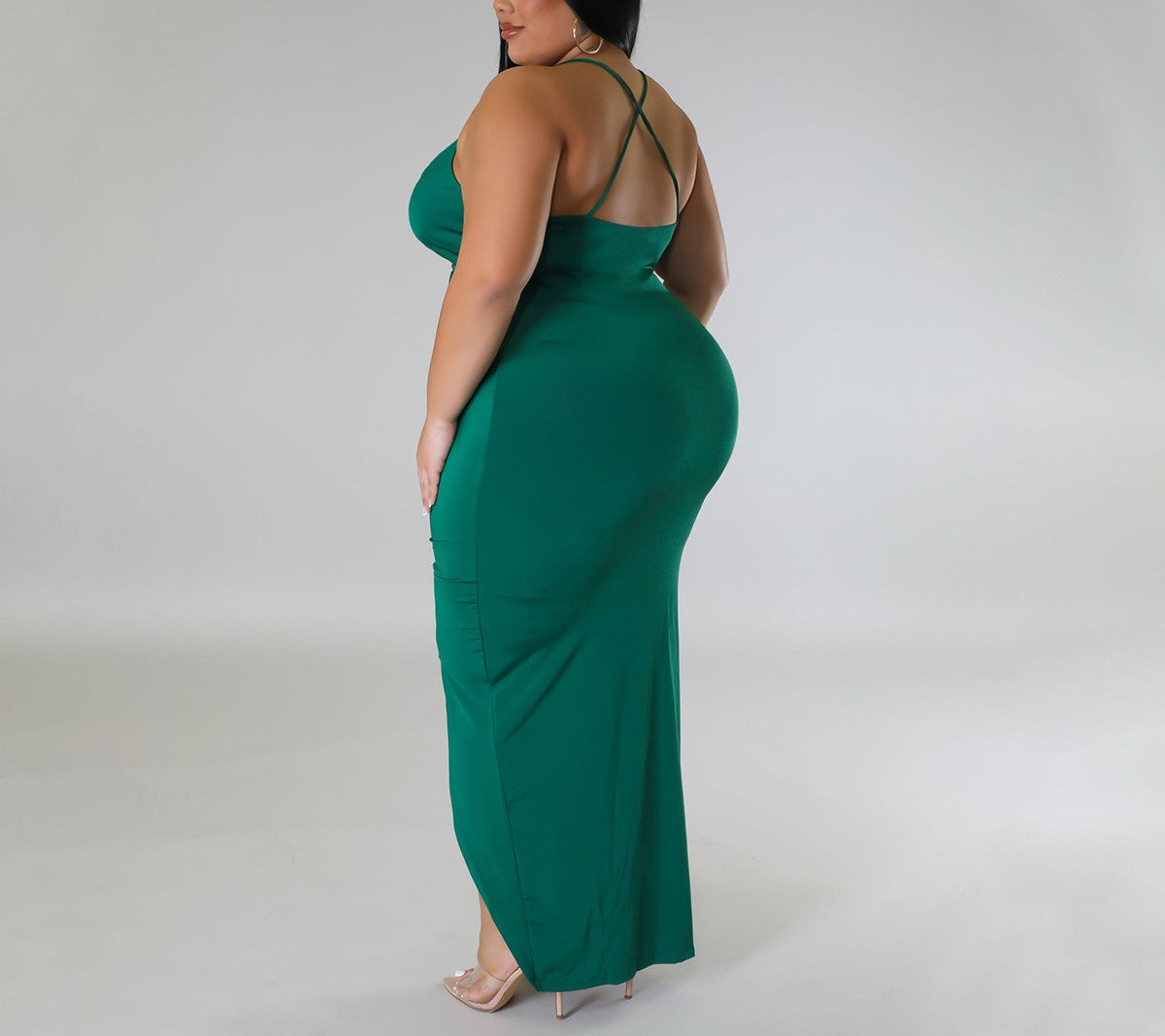 Women's Sleeveless V-Neck Stretch Dress with Adjustable Spaghetti Straps – Bodycon Fit, Casual or Evening Wear