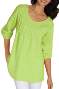 Women Splendid Solid Colored Chiffon Long Sleeve V-Neck Top