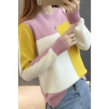 Women Comfortable Thick Long Sleeve Trendy Striped Pattern High Neck Stylish Winter Warm Pullover Sweater