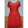 Women Halter Style Round Neck Short Sleeves Dress Red