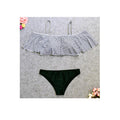 Women Polka Dot Flouncing Top & Thin Bottom Swimsuit Set