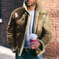 Men’s Belted Imitation Leather Wool Coat