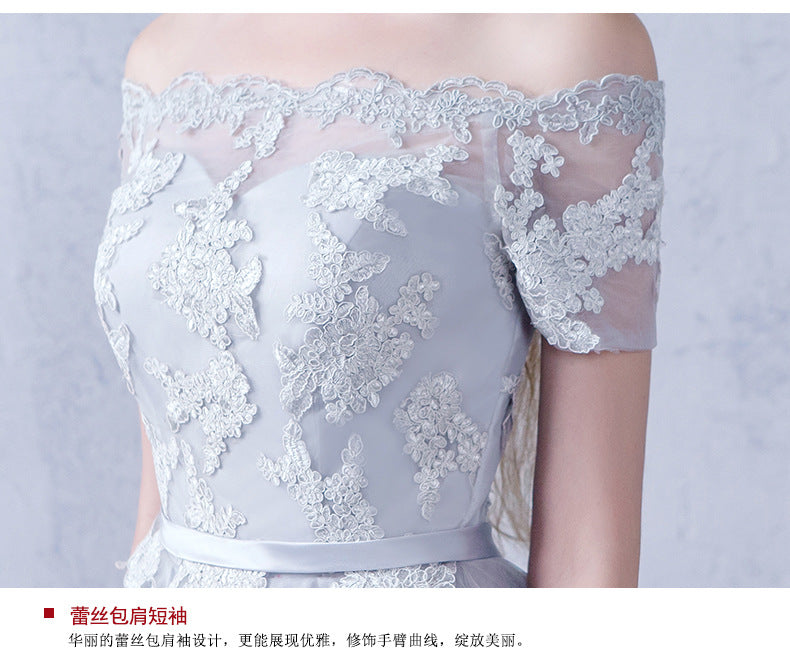Women Wrap Sleeve Decorated Evening Party Dress