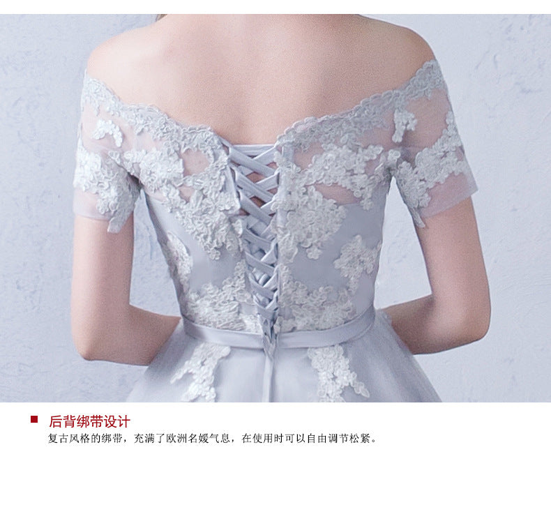 Women Wrap Sleeve Decorated Evening Party Dress