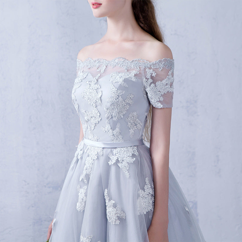 Women Wrap Sleeve Decorated Evening Party Dress
