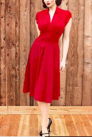 Women Casual Solid Color Pleated Skirt Dress