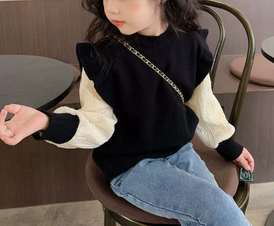 Girls Trendy Bow Style Knit Sweater
