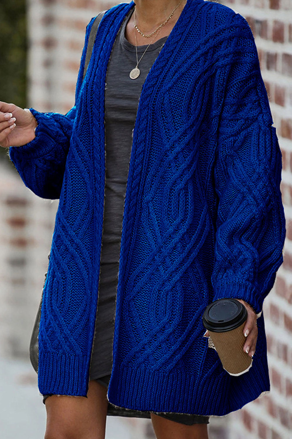 Women Ribbed Cuff Mid length Rainbow Striped Front Open Cardigan