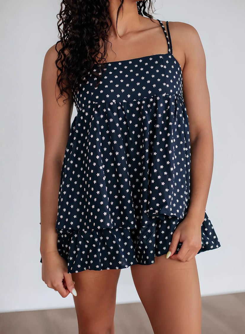 Printed Elegant Suspender Jumpsuit for Women