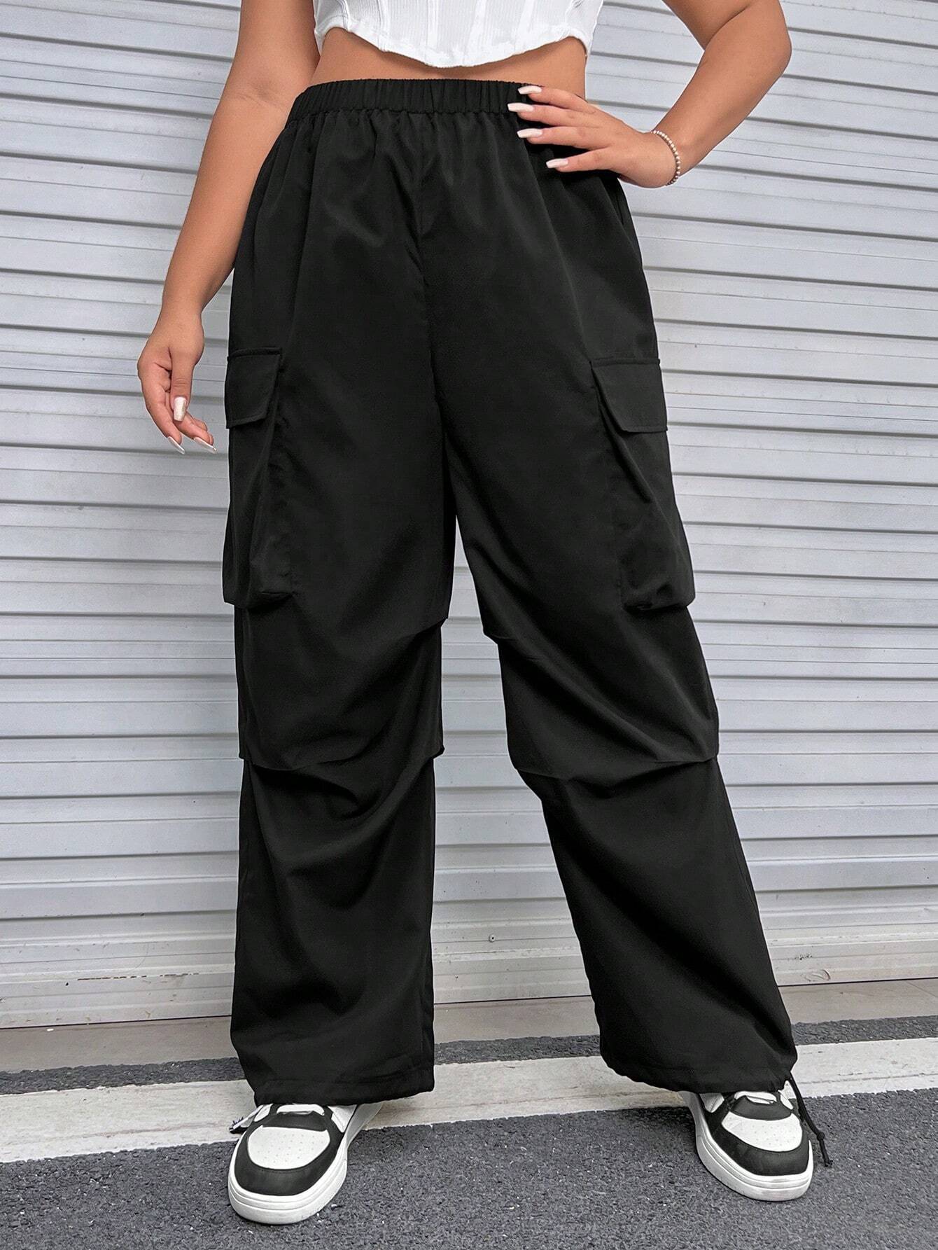 Plus Size Women's Autumn & Winter Cargo Pants – Elastic Waist, Casual INS Fashion Long Trousers