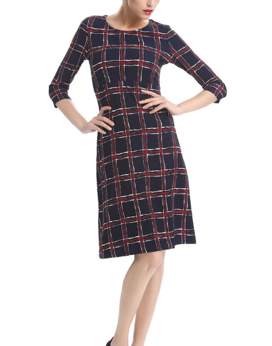 Plaid Bodycon Sheath Dress Grey