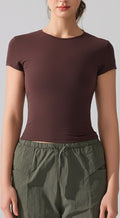 Lightweight Yoga T-Shirt for Women, Nude-Feel Breathable Sports Top, Slim-Fit Short Sleeve Training Shirt for Running, F