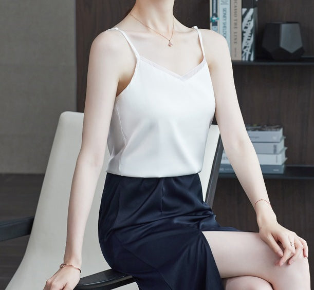 Elegant Chiffon Vest for Women with Adjustable Collar - Lightweight Sleeveless Autumn Inner Top