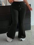 Plus Size Women's Elastic Waist Wide Leg Pants – Comfy Slim Fit Trousers for Spring & Summer, Versatile Casual Commuting Style