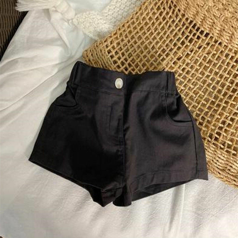 Summer Girls’ Solid Color Casual High-Waisted Shorts - RAC26JP5422BATB