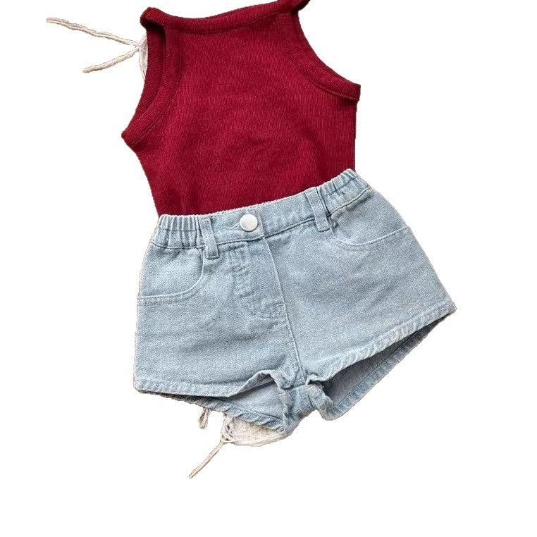 Girls Summer Solid Color Camisole Vest - RAC26JP5470BATT